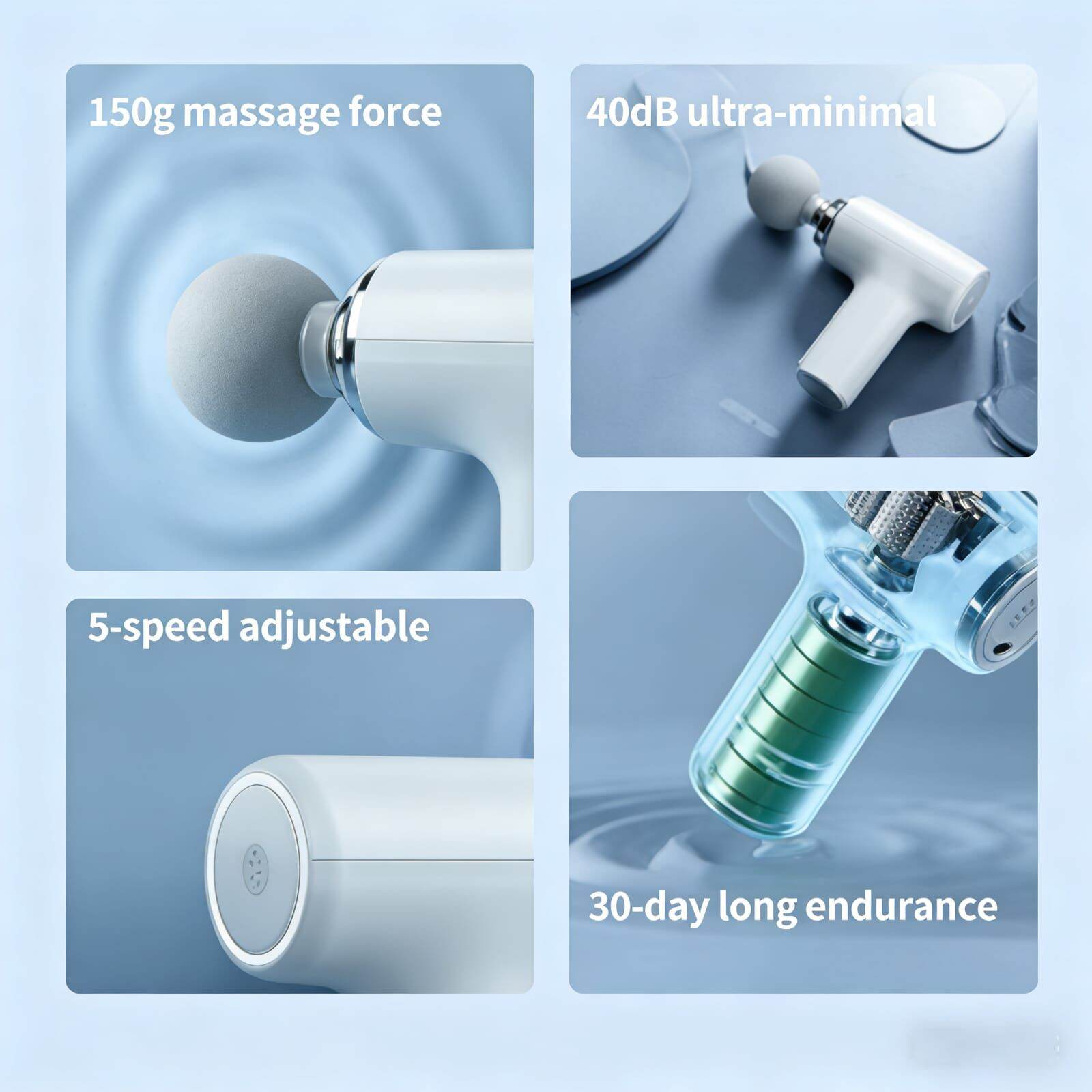 Picture of Portable Massage Gun with 4 Interchangeable Heads & LED Display - Full Body Percussion Massager for Deep Muscle Relaxation - Multicolor