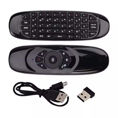 Picture of Air Mouse C120 Wireless Rechargeable Fly Air Mouse With Mini Keyboard Gyroscopic Air Mouse Wireless Mouse Keyboard Combo Wireless Keyboard Remote For Android TV Box Support Android Smart TV Box - Black