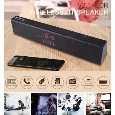 Picture of Kisonli LED 805 MINI BLUETOOTH SPEAKER WITH HIGH QUALITY BOMBAST SOUND - Black