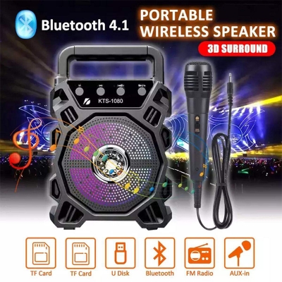 Picture of KTS-1080 Wireless Portable Bluetooth Speaker Big Sound support SD Card, Pendrive, FM & Microphone(Microphone Not Included) - Multicolor