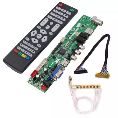 Picture of HDV56U-AS Universal LCD LED TV Monitor Controller Driver Board TV/PC/VGA/HDMI/USB 2ch 8bit 30pins LVDS (14-55 Inch Display Supported) - Multicolor