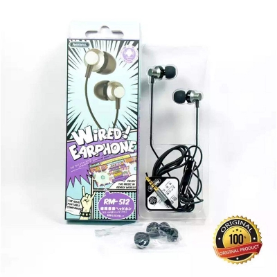 Picture of Original Remax Earphone Rm 512 . New Version 2019 - Black - Black