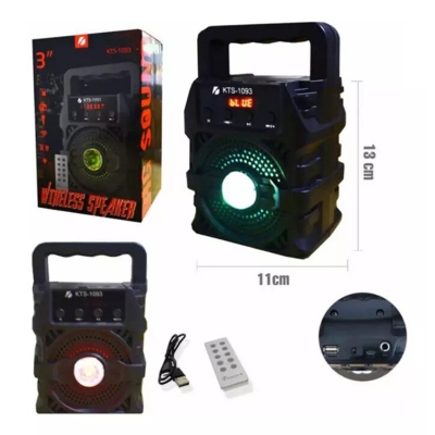 Picture of KTS-1093 Karaoke Wireless Bluetooth portable LED light speaker with remote free mic(echo - Multicolor