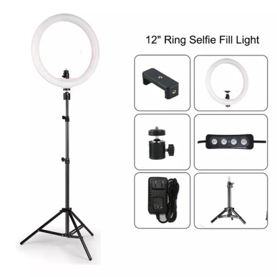 Picture of 12 Inches LED Ring Light with Stand and Cell Phone Holder - Multicolor