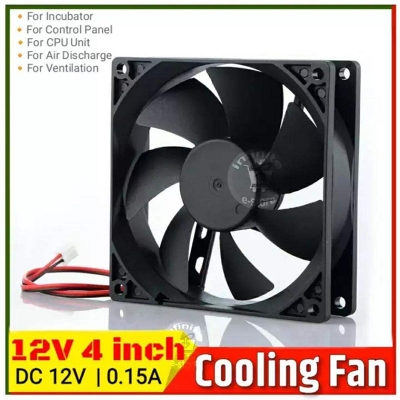 Picture of DC 12V Cooling Fan Ventilator Fan Low Noise Axial Fans 4 inch Use For CPU Casing Exhaust Fan Circulation Fan of W1209 XH-M452 Egg Incubator Systems etc - Black