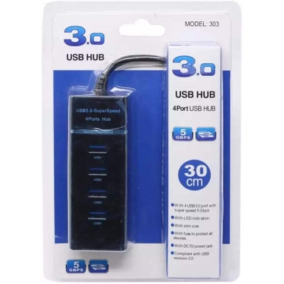 Picture of USB HUB 3.0 External 4 port USB Splitter with USB Power port for iMac Computer Laptop Accessories 3.0 Speed 5Gbps - Multicolor