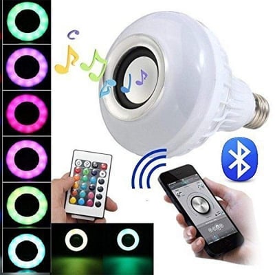 Picture of LED Music Light Bulb with Bluetooth Speaker RGB Changing Color Lamp with Remote Control - Multicolor