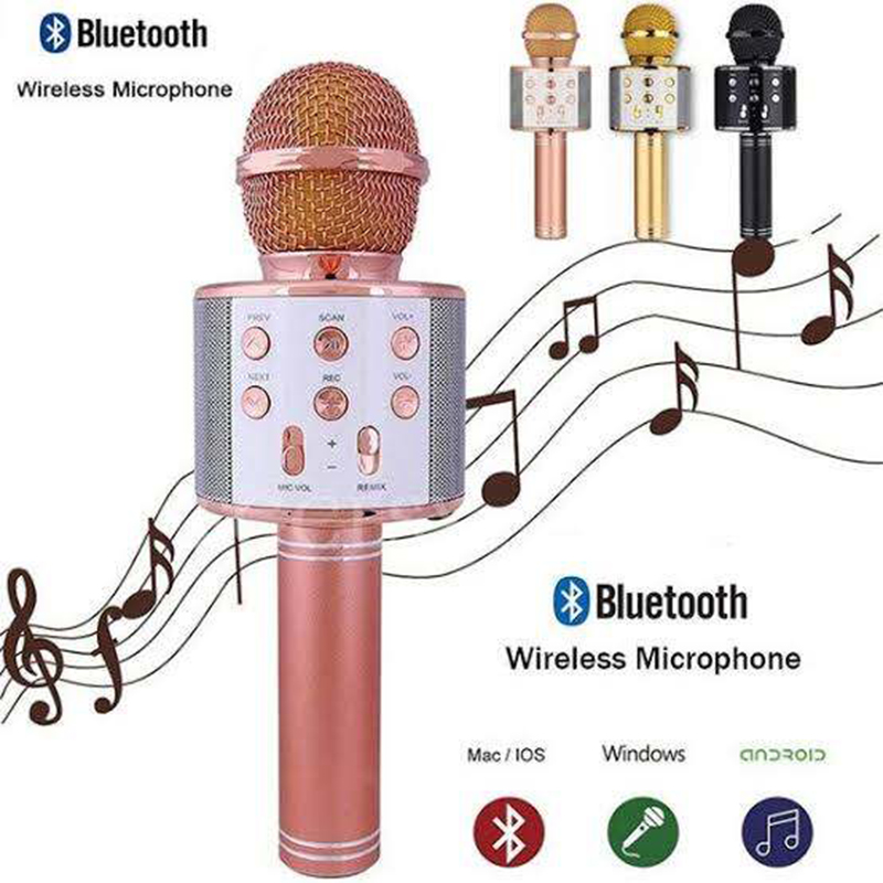 Picture of Wireless Bluetooth Karaoke Microphone Speaker WS858 Portable Handheld - Multicolor
