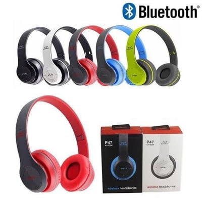 Picture of Wireless Bluetooth Headphone P47 Stereo Earphone with SD Card Slot, Multicolor, In Ear Design - Multicolor