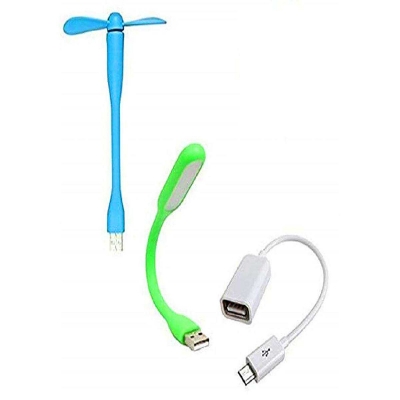 Picture of 3 iN 1 COMBO OFFER - OTG CABLE,USB LED LIGHT & USB+OTG FAN - Multicolor