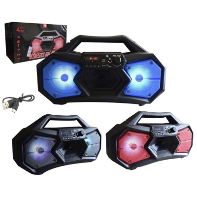 Picture of Mini Karaoke with FREE MIC! KTS 1127 Handheld with Bluetooth and FM Radio Karaoke Speaker Machine Portable Multifunction Mini Karaoke - Multicolor