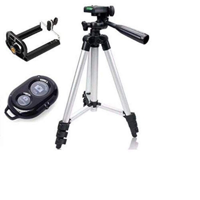 Picture of Aluminium Alloy DK 3888 Portable & Foldable Camera Mobile Tripod With Bluetooth Wireless Remote Shutter Photo Clicker Controler