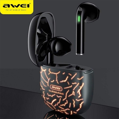 Picture of Awei T28 Pro Wireless Headphone TWS RGB LED Stereo In-ear Gaming Wireless Headphone Bluetooth Earphones - Multicolor