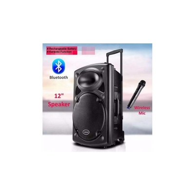 Picture of Rechargeable bluetooth karaoke trolly speaker with wireless microphone - Black