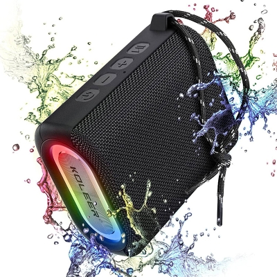 Picture of Koleer Speakers Bluetooth Wireless, IPX7 Waterproof Portable Bluetooth Speaker with Lights, 10W Clear Stereo, 30H Playtime, Bluetooth5.0,, TWS Pairing, FM/AUX/USB/TF, for Party Outdoor