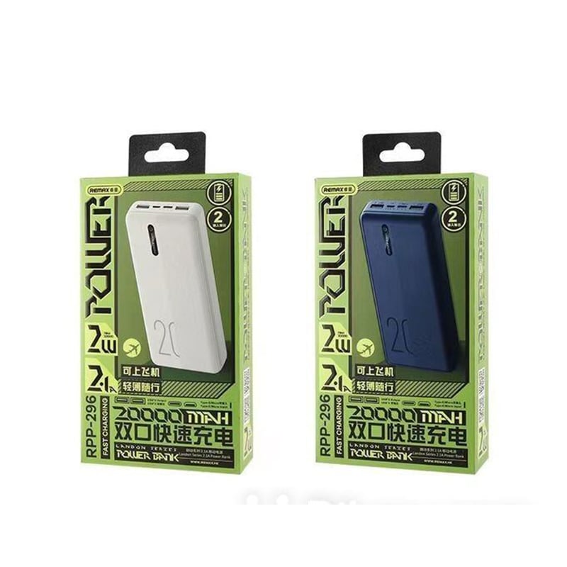 Picture of REMAX RPP-296 20000mAh LANDON SERIES 2.1A POWER BANK (OUTPUT-2USB) (INPUT-MICRO/TYPE-C) - Multicolor