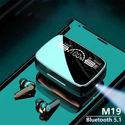 Picture of TWS m19 Headphones 5.1 Bluetooth Sports In-Ear Noise Canceling 3 Screen Earphone Headsets - Bluetooth Headphone - Multicolor