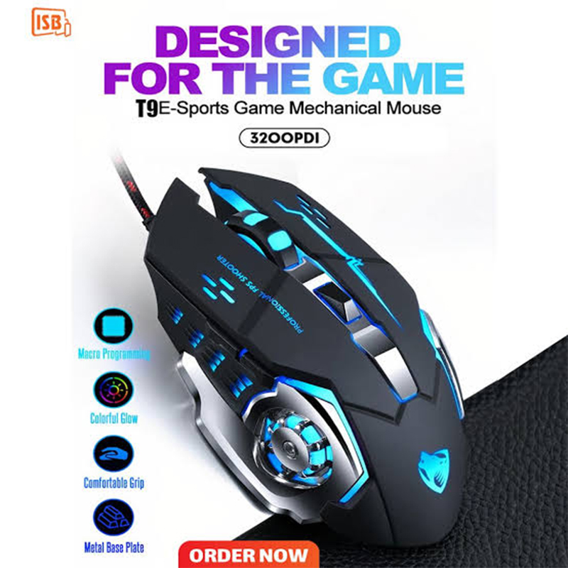 Picture of T9 Optical Gaming Mouse with RGB LED Lights - 3600 DPI - Multicolor