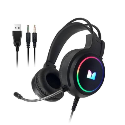 Picture of Monster RGB Gaming Headset with LED Lights, Noise-Cancelling Microphone, and Comfortable Over-Ear Cushions for Mobile, PC, Laptop, and Console Gaming - Multicolor