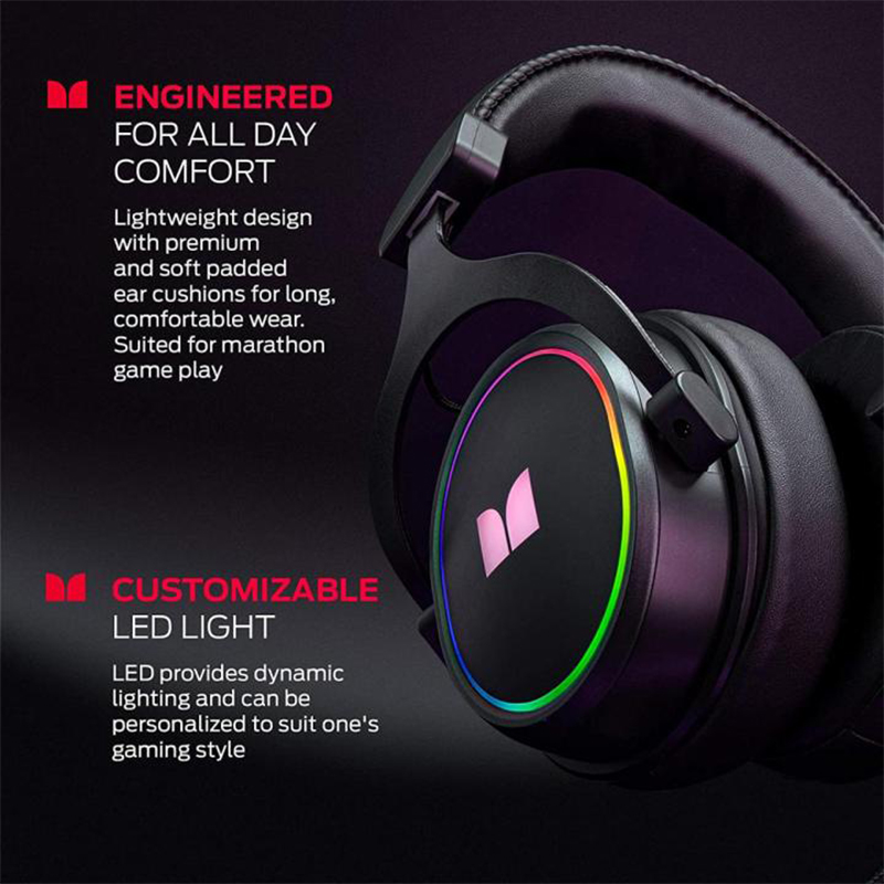 Picture of Monster RGB Gaming Headset with LED Lights, Noise-Cancelling Microphone, and Comfortable Over-Ear Cushions for Mobile, PC, Laptop, and Console Gaming - Multicolor