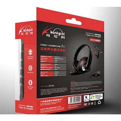 Picture of Koniycoi KT-2100MV Stereo Headphones with Noise Reduction, Powerful Bass, and Mini Volume Control – Compatible with Mac OS and Windows