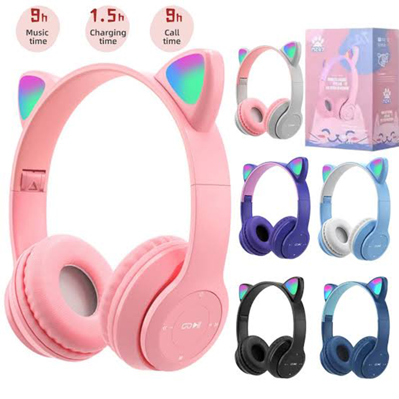 Picture of STN-28 Cute Cat Design Bluetooth Wireless Headphones, Deep Bass, FM Radio, SD Card Support, Built-in Mic, and Comfortable Design - Not Specified