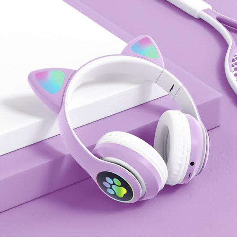 Picture of STN-28 Cute Cat Design Bluetooth Wireless Headphones, Deep Bass, FM Radio, SD Card Support, Built-in Mic, and Comfortable Design - Not Specified