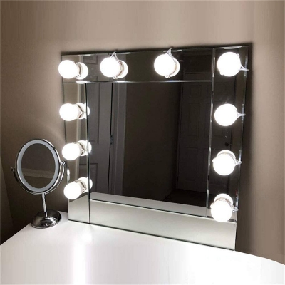 Picture of Vanity Mirror Light Adjustable with 10 Light Bulbs for Makeup Dressing Table / LED Vanity Mirror Lights Kit with 10 Dimmable Light Bulbs for Makeup Vanity Table Set in Dressing Room Lighting Fixture Strips Retractable Wire USB Power Supply White - Multicolor
