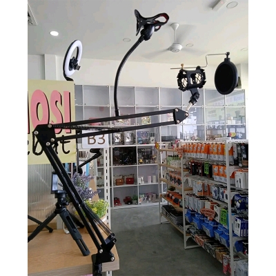 Picture of Professional Multifunctional Mic Stand with Mobile Holder – Perfect for Recording, Streaming, and Gaming - Multicolor
