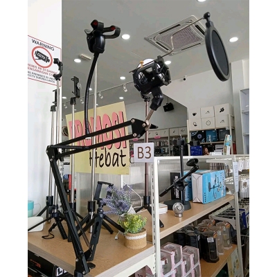Picture of Professional Multifunctional Mic Stand with Mobile Holder – Perfect for Recording, Streaming, and Gaming - Multicolor