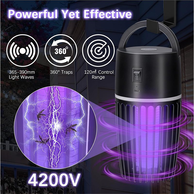 Picture of Electric Mosquito Killer, 360° UV Outdoor Anti-Mosquito Lamp, 2 in 1 Rechargeable USB Mosquito Lamp, Electric Anti-Mosquito for Bedrooms, Gardens and Campings - Multicolor