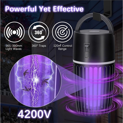Picture of Electric Mosquito Killer, 360° UV Outdoor Anti-Mosquito Lamp, 2 in 1 Rechargeable USB Mosquito Lamp, Electric Anti-Mosquito for Bedrooms, Gardens and Campings - Multicolor