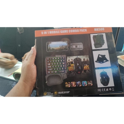 Picture of 5 in 1 Mobile Game Set MK500 - Single Keyboard, Mouse, Converter, Mousepad, Phone Holder - Multicolor