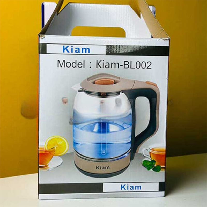 Picture of Kiam Electric Kettle (Glass) BL-002 | 1.8-Liter Capacity | Fast Boiling | Durable Glass Body | Stainless Steel Base | Auto Shut-Off | Safe and Efficient Water Heating - Multicolor
