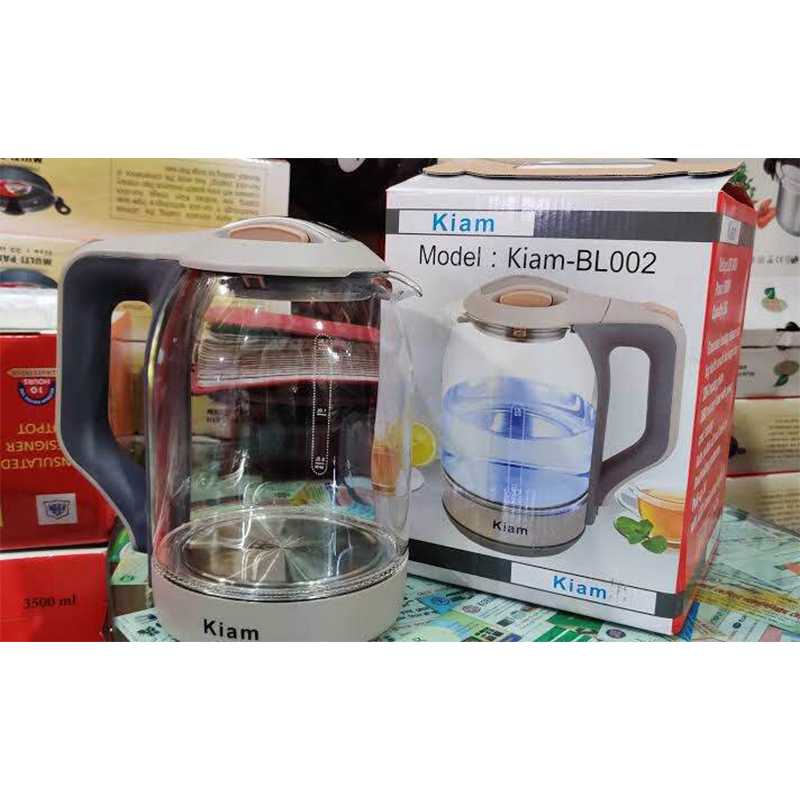Picture of Kiam Electric Kettle (Glass) BL-002 | 1.8-Liter Capacity | Fast Boiling | Durable Glass Body | Stainless Steel Base | Auto Shut-Off | Safe and Efficient Water Heating - Multicolor