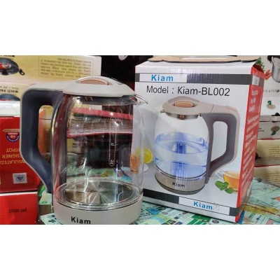 Picture of Kiam Electric Kettle (Glass) BL-002 | 1.8-Liter Capacity | Fast Boiling | Durable Glass Body | Stainless Steel Base | Auto Shut-Off | Safe and Efficient Water Heating - Multicolor