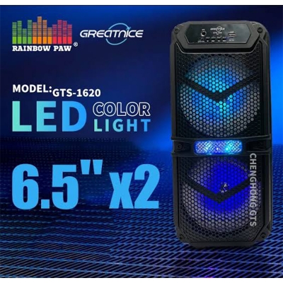 Picture of "Greatnice GTS 1620 Dual 6.5-Inch Bluetooth Speaker with HD Sound, Powerful Bass, and Multi-Mode Playback"