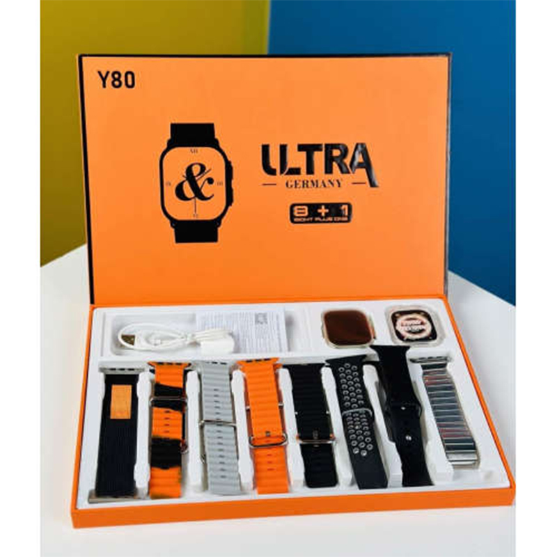 Picture of Y80 Ultra Smartwatch with 8 Straps - Advanced Fitness Tracker with Heart Rate, SpO2 Monitoring, Bluetooth Call, Waterproof Design - Multicolor
