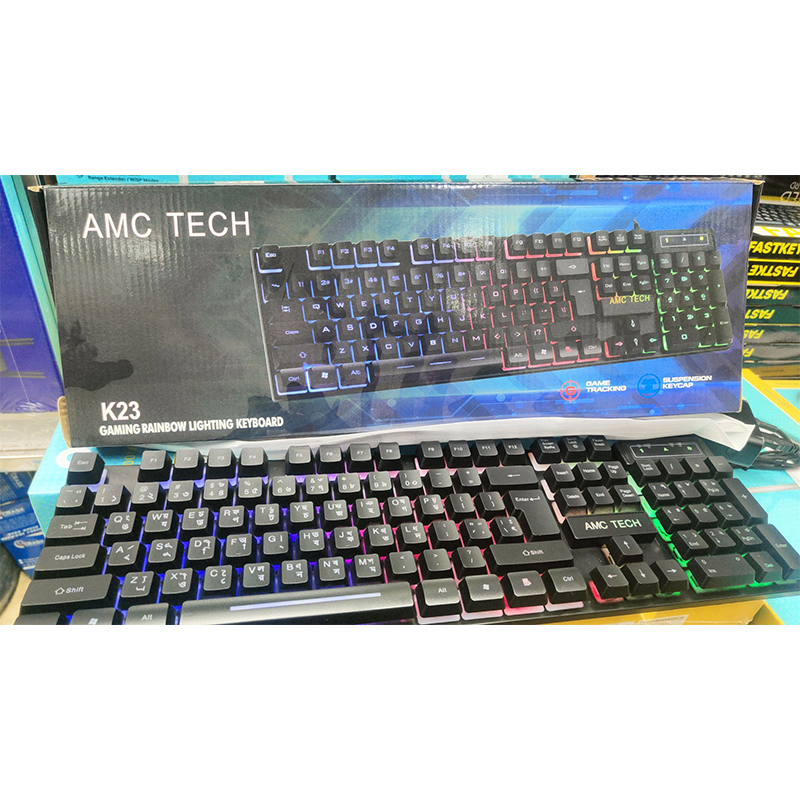Picture of AMC Tech K23 Gaming Rainbow Lighting Keyboard – Vibrant Backlit Gaming Keyboard with Ergonomic Design for PC, Laptop, and Console - Multicolor