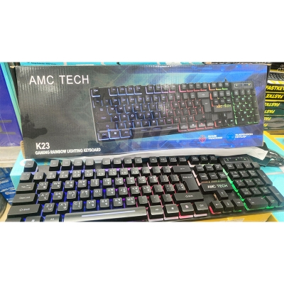 Picture of AMC Tech K23 Gaming Rainbow Lighting Keyboard – Vibrant Backlit Gaming Keyboard with Ergonomic Design for PC, Laptop, and Console - Multicolor