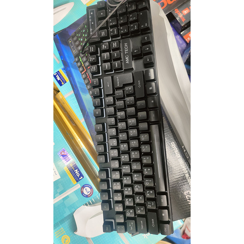 Picture of AMC Tech K23 Gaming Rainbow Lighting Keyboard – Vibrant Backlit Gaming Keyboard with Ergonomic Design for PC, Laptop, and Console - Multicolor