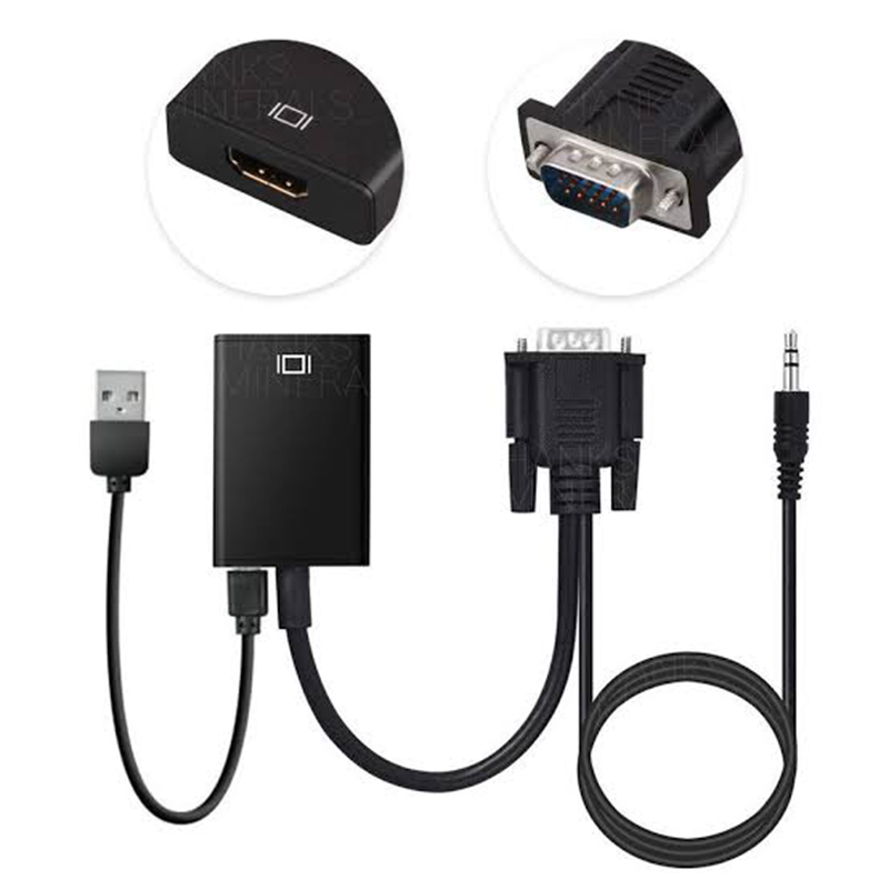 Picture of VGA to HDTV Adapter with Audio | Full HD 1080p Video Converter for PC to TV Connection - Multicolor