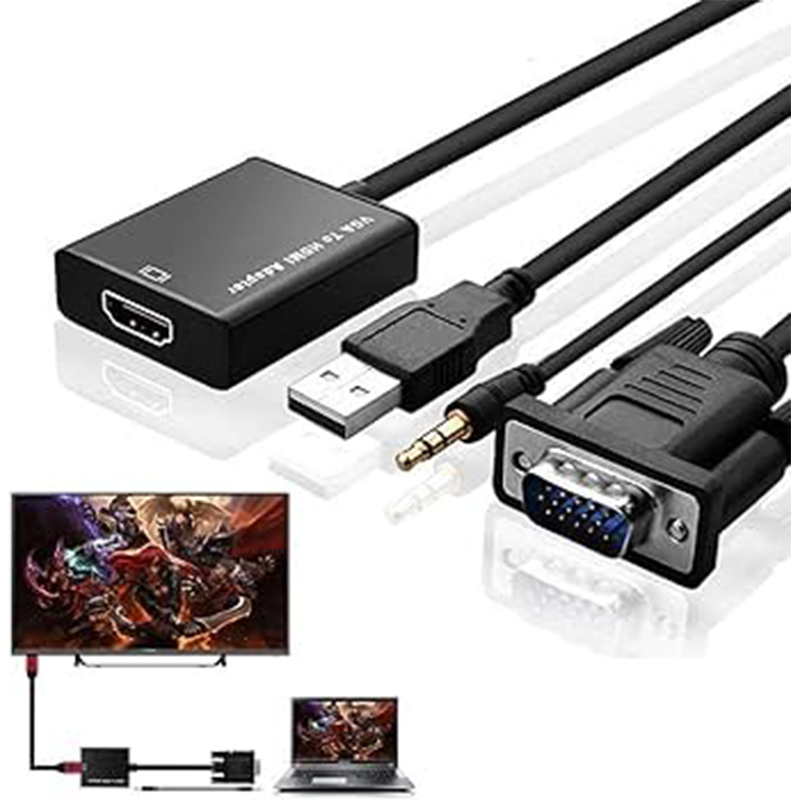 Picture of VGA to HDTV Adapter with Audio | Full HD 1080p Video Converter for PC to TV Connection - Multicolor