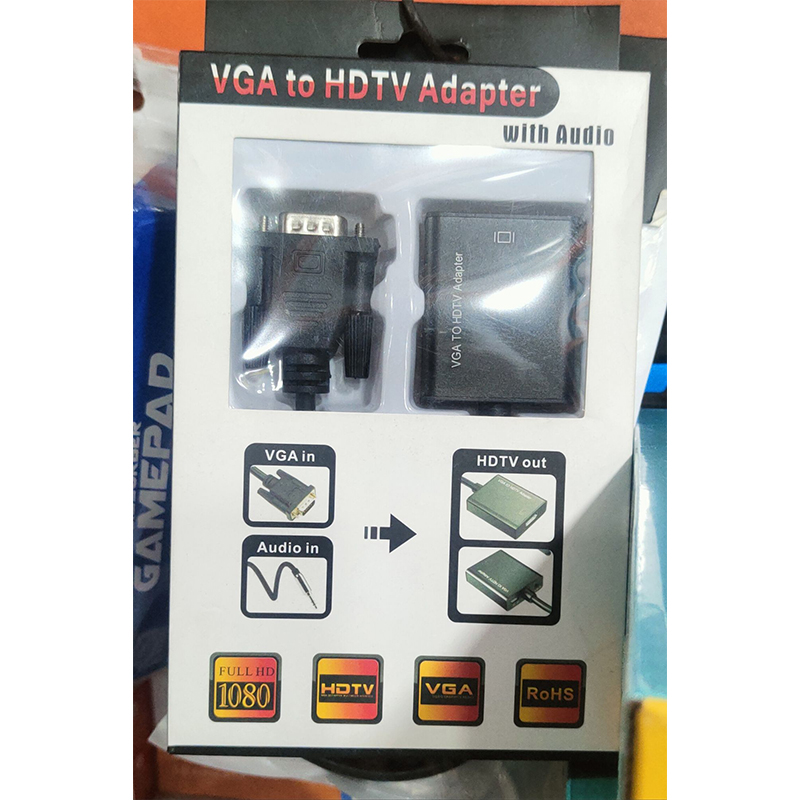 Picture of VGA to HDTV Adapter with Audio | Full HD 1080p Video Converter for PC to TV Connection - Multicolor