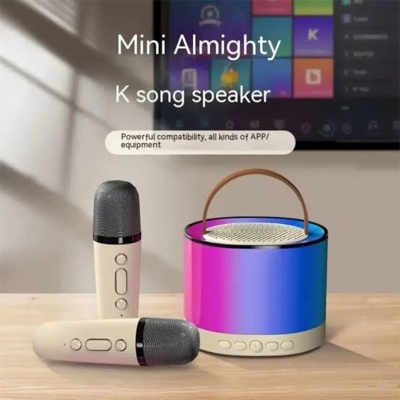 Picture of K52 Wireless Bluetooth Speaker Multifunction with 2 Microphone RGB Portable Music Player Karaoke Machine for Child Home Gift - Multicolor