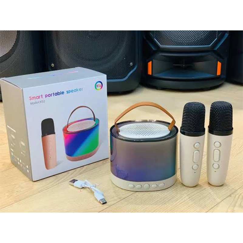 Picture of K52 Wireless Bluetooth Speaker Multifunction with 2 Microphone RGB Portable Music Player Karaoke Machine for Child Home Gift - Multicolor