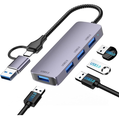 Picture of AMC TECH USB 3.0 4 Ports Hub - 4 in 1 USB Adapter with High-Speed Data Transfer - Multicolor
