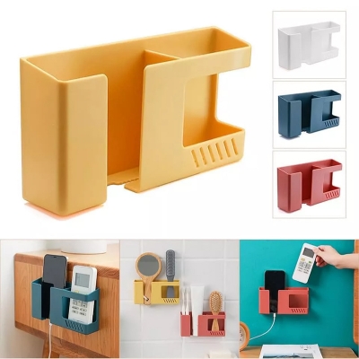 Picture of Wall Mounted 2-in-1 Mobile Phone Charging Stand and Multipurpose Storage Holder Bracket - Multicolor