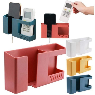 Picture of Wall Mounted 2-in-1 Mobile Phone Charging Stand and Multipurpose Storage Holder Bracket - Multicolor