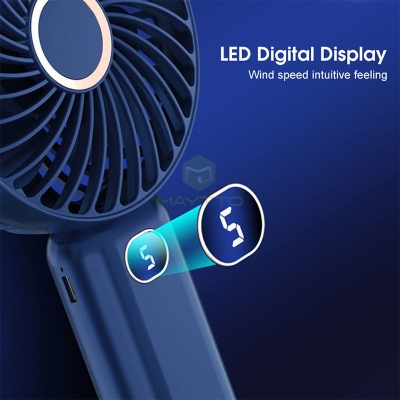 Picture of Rechargeable Handheld Mini Fan with LED Display & Built-in Power Bank - Portable USB Fan for Personal Cooling & Mobile Charging - Multicolor